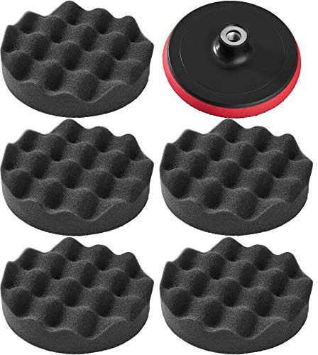 TecTake 5 éponges de Polissage 150mm + Disque de Rotation pour Machine à polir