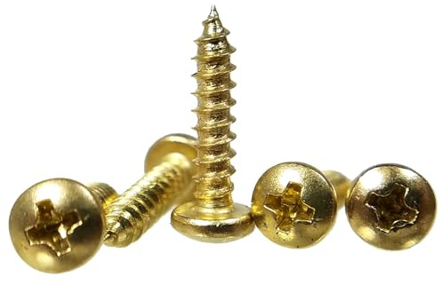 100pc. #4 x 1/2 Brass-plated Phillips Round-Head Wood Screws by C. B. Gitty