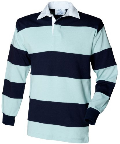 Front Row Sewn Stripe Long Sleeve Sports Rugby Polo T-Shirt - - Small