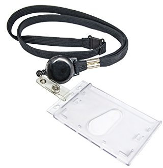KARTENHALTER - Schwarz Weiß Blau Rot Transparent Schieber Schnur Zugband Ausweishalter Ausziehbar Ausweis Kartenhülle Schutzhülle Horizontal Vertikal Lanyard Karte JoJo Gürtelclip Clip