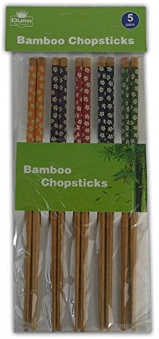 5 Pair Bamboo Chopsticks Long Assorted colours Reusable Chinese Japanese