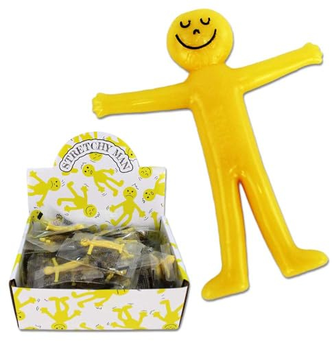 BEMIRO Stretch Gummi Figuren – Ca. 6 cm Groß, 72 Stück im Display, Verschiedene Gesichtsausdrücke, Haftet an Glatten Flächen, Einzeln Verpackt
