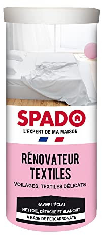 SPADO - Rénovateur textiles - Nettoie, détache et blanchit - Voilages et textiles délicat - Spécial blanc - Ravive l'éclat - Base de percarbonate - 750G - Fabriqué en France
