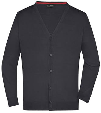 James & Nicholson Herren Strickjacke - Leichter Cardigan aus hochwertiger Baumwolle | Farbe: black | Grösse: M