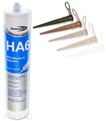 1 x Bond It Transparent HA6 Silicone Rubber Sealant High Mod RTV use on conservatory glass & engineering for a flexible water tight seals - EU3 Cartridge (approx. 310ml)