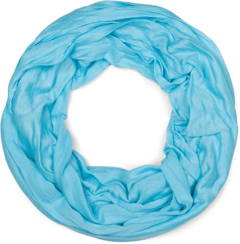 styleBREAKER Damen Jersey Loop Schlauchschal in Crash-Optik | Leichter elastischer Sommerschal Unifarben | Weich & Modisch | One Size, Farbe:Türkis
