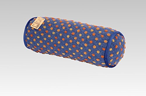 Nackenrolle Wolle Noppen blau 42 cm x 14 cm