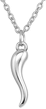 My Shape Rhodinierter minimalistischer Anhänger aus italienischem Horn, Glücksbringer, Modeschmuck, Zink, kein Edelstein, Zink, Kein Edelstein