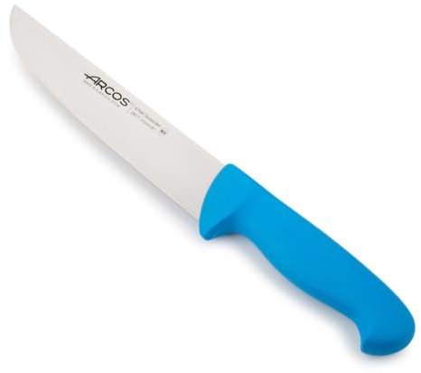 Arcos Cuchillo Carnicero Acero Inoxidable Nitrum y Hoja 210 mm. Cuchillo Cocina Profesional para Cortar Carne, Pescado y Verduras. Mango ergonómico polioximetileno. Serie 2900. Color Azul.