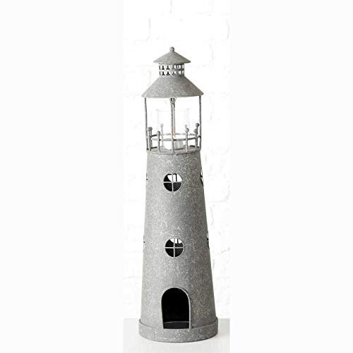 Windlicht Leuchtturm Metall Zink- Optik Teelichthalter Shabby Landhaus (Small)