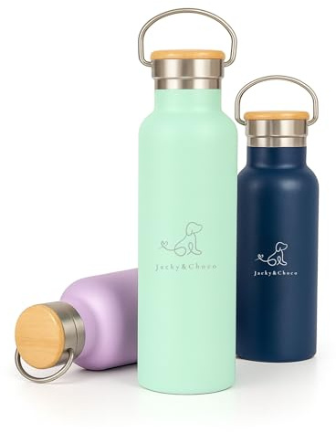 Jacky&Choco Botella de Agua de Acero Inoxidable Térmica, Botellas Térmicas de 750ml para Viaje, Cantimplora metálica Isotérmica Deportiva, Termo de Agua Fría para Gimnasio o Deporte, Verde Menta