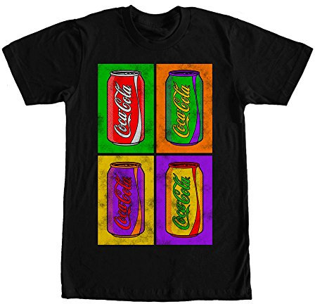 Coca-Cola T-Shirt à Manches Courtes Pop Art Coke pour Homme, Noir, L