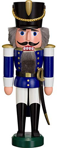 Seiffener Volkskunst Nussknacker Husar 28 cm (blau)
