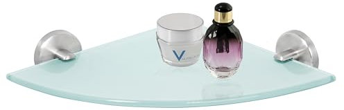 bremermann Bad-Serie Piazza - Glaseckablage, Badregal Glasregal ideal für Bad und Dusche, Badablage aus Glas und Edelstahl, matt