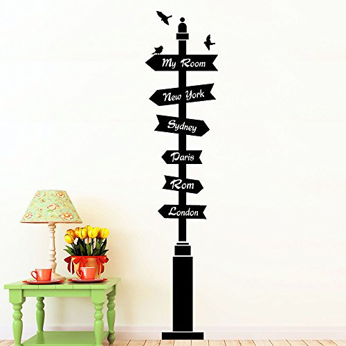 Wandtattoo Loft „Laterne/Wegweiser mit Vögeln“ / 49 Farben zur Auswahl/Hellrosa /