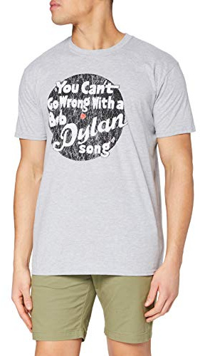 Bob Dylan Men's You Cant Go Wrong Short Sleeve T-Shirt, Grey, Large