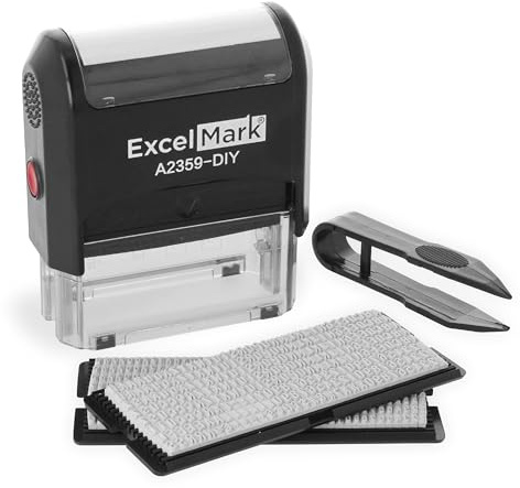 ExcelMark Self-Inking DIY Custom Rubber Stamp Kit - Personalized Stamper for Business or Home - Address Stamp, Message Stamp, and More (Black)