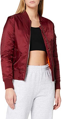 Urban Classics Damen Jacke Ladies Basic Bomber Jacket, Gr. 34 (Herstellergröße: XS), Rot (burgundy 606)