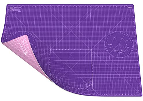 ANSIO Bastel-Schneidematte, selbstheilend, A0, doppelseitig, 5 Schichten – Quilten, Nähen, Stoff- und Papierarbeiten – imperial/metrisch 46 Zoll x 33,5 Zoll / 118 cm x 86 cm –Lila/Superrosa