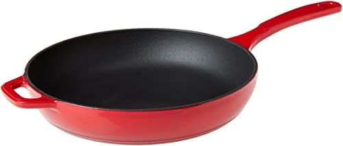 LODGE Color EC11S43 Sartén de hierro fundido esmaltado, Island Spice Red, 11 pulgadas