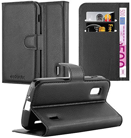 Cadorabo Hülle für LG Nexus 4 in Phantom SCHWARZ - Handyhülle mit Magnetverschluss, Standfunktion und Kartenfach - Case Cover Schutzhülle Etui Tasche Book Klapp Style