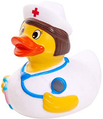 BUTLERS Bubble Babe Badeente Krankenschwester 8,5x7x9 cm - Gelbe Quietscheente aus Kunststoff - Gummiente, Spielzeugente