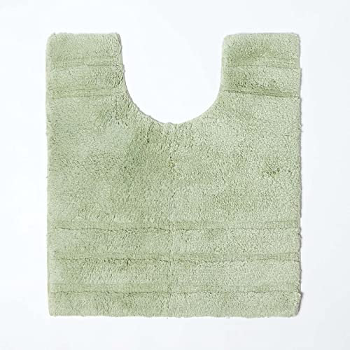 HOMESCAPES Tapis de Bain antidérapant 50 x 55 cm, Tapis Contour WC en Pur Coton Ultra Doux, Couleur Vert Sauge