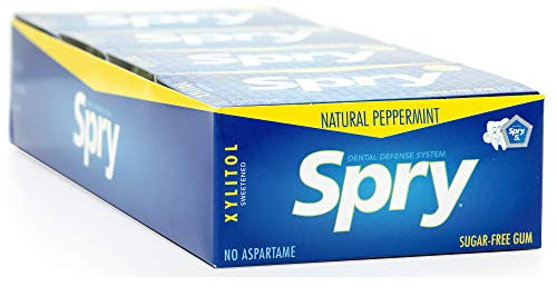 Spry Fresh Natürliches Xylit Kaugummi – Zahnpflege-Kaugummi ohne Aspartam, Zuckerfrei, Glutenfrei, Non-GMO (Peppermint, 10 Count Blister Cards - Pack of 20)
