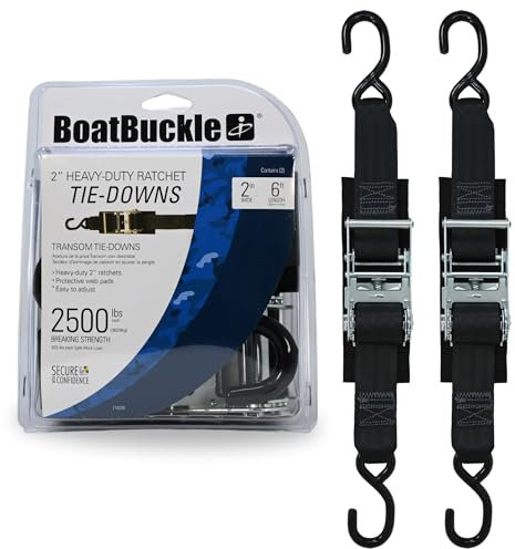 BoatBuckle F14208 Boat Transom Ratchet Straps, 2 in x 6 Ft, 2500 Lb, 2-Pack