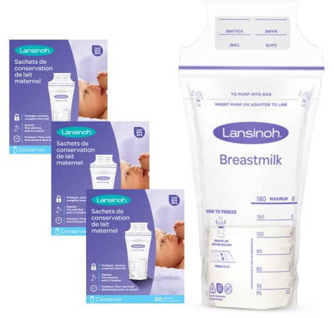 Lansinoh I Lot de 150 sachets de conservation de lait maternel