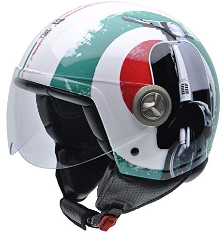 NZI Motorradhelm S, Italienische Flagge mit Vespa