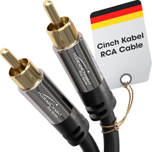KabelDirekt – 1,5m Cable RCA Coaxial (Audio Estéreo Digital, 2 Conector RCA Macho a 2 Macho, Cable Subwoofer, para cine en casa, alta fidelidad)