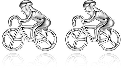 HONEY BEAR Manschettenknöpfe für Herren - Rennrad Fahrrad Radfahrer Sport, für Mens Shirt Hochzeitsgeschenk (Silber)