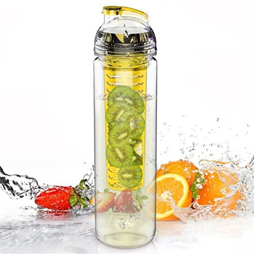 HMILYDYK Bouteille d'eau de sport avec infuseur à fruits pour porte extérieure Sports Camping à la maison (jaune)