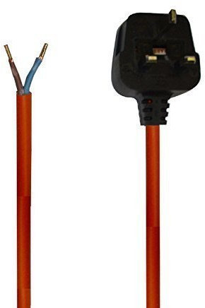 First4Spares 2 Core Orange Flex Mains Cable for Lawnmowers, Vacuum Cleaners, and Power Tools - 8.4m + Fused Plug