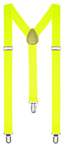 Autiga® Hosenträger Herren Damen Hosen Träger Y Form Style Clips Schmal Neon Bunt Farbig neongelb