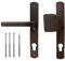 Türgriff/Türdrücker/Türklinke/Drückergarnitur DHS 92mm (Schildbreite 32mm) - Braun RAL 8019 - mit Knauf