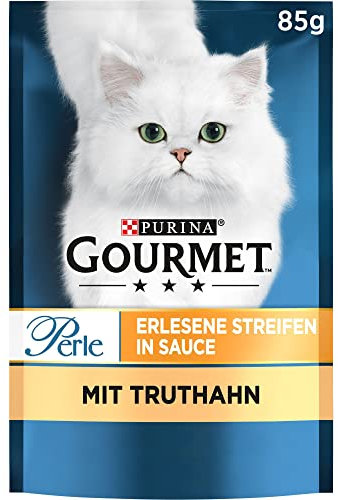 PURINA GOURMET Perle Erlesene Streifen Katzenfutter nass, mit Truthahn, 24er Pack (24 x 85g)