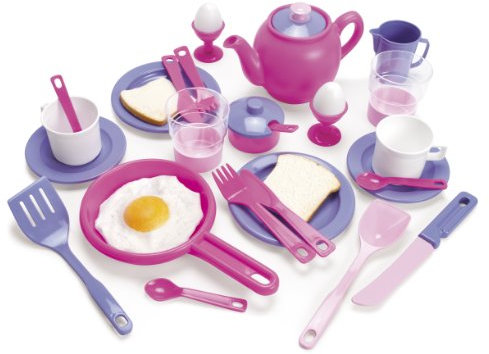 Dantoy Breakfast Set, Role Play Tea and Food with 32 Pieces Pretend Play for Kids – Princess Pink