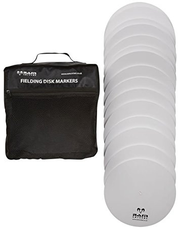 Ram Cricket Fielding Disc Markers, Pack of 20 White Polypropylene Cricket Inner Circle Markers with Storage Bag for Training, Coaching and Match Setup