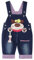 Salopette jeans da bambina, lunghezza regolabile, con animale, coniglio e farfalla, colore: blu Blu