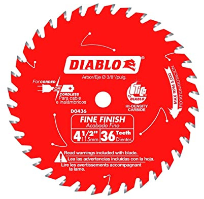 Diablo D0436X 4-1/2-Inch 36 Tooth ATB Cordless Trim Saw Blade with 20-Millimeter Arbor and 3/8-Inch Reducer Bushing