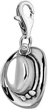 Quiges Charm Anhänger 3D Cowboy Hut 925 Silber mit Karabinerverschluss für Bettelarmband