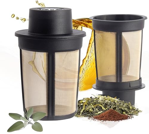 finum® FLOATING BASKET (L) - Schwimmender Dauerfilter inkl. Abtrofschale für Tee, Kaffee & Gewürze, Gewürzfilter, Permanentfilter mit Edelstahlgewebe als Teefilter, Kaffeefilter - Schwarz