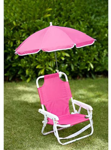 Children's Parasol Chair - Kids Deckchair & Parasol set PINK - Beach chair
