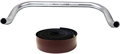 Bullhorn Fixie Singlespeed Lenker Silber mit Lenkerband (braun, 440 Millimeter)