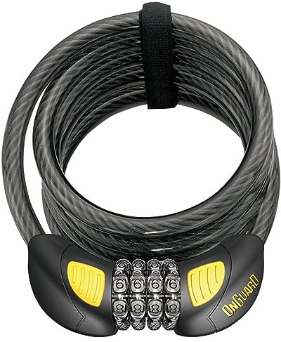 OnGuard 8031GLO D Man Lit Tum Lock Combo Coil - Black, 185 x 12 cm