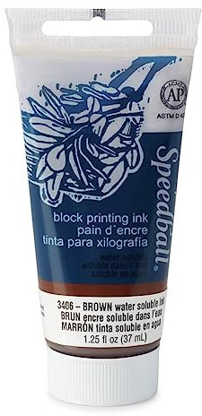 Speedball 37ml 1.25oz Water-Soluble Block Ink Brown, For Block Printing, Lino Printing, Screen Printing, For Artists Kit