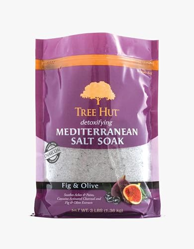 Tree Hut desintoxicante sal mediterránea empapado higo y oliva, 3 libras, ultra hidratante Epsom para nutrir el cuidado esencial del cuerpo