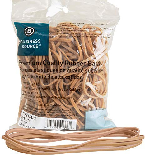 Rubber Bands,1/4 lb.,Approx. 62/BX,Size 117B, 7x1/8,NL, Sold as 1 Box